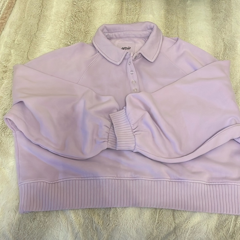 Purple Crew Neck Button Up